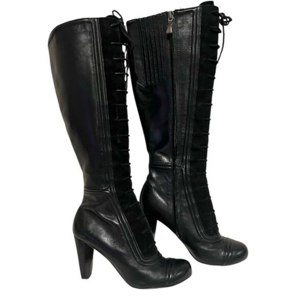 Max Studio Black Lace Up Boots - Picture 1 of 16